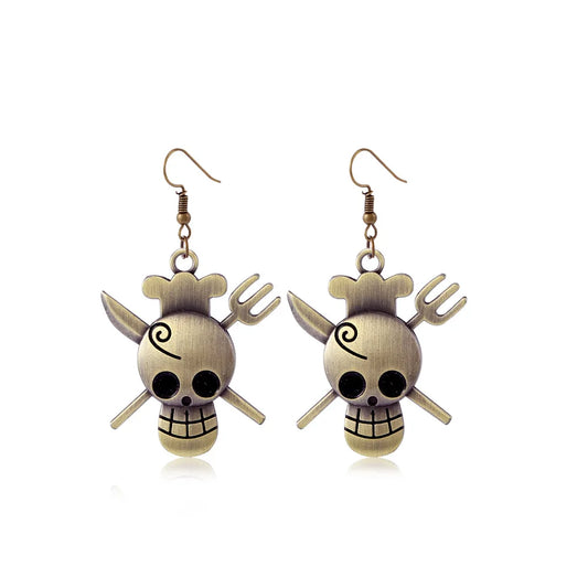 One Piece Ohrringe – Gekreuzte Schwerter & Kriegertotenkopf