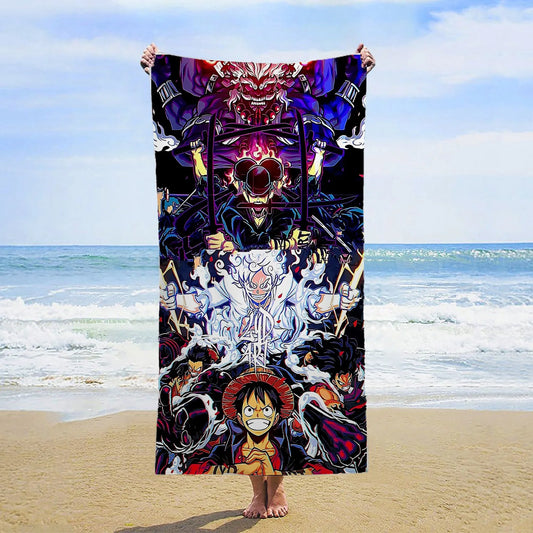 One Piece-Strandtuch – Epischer Kampf von Gear 5 Ruffy