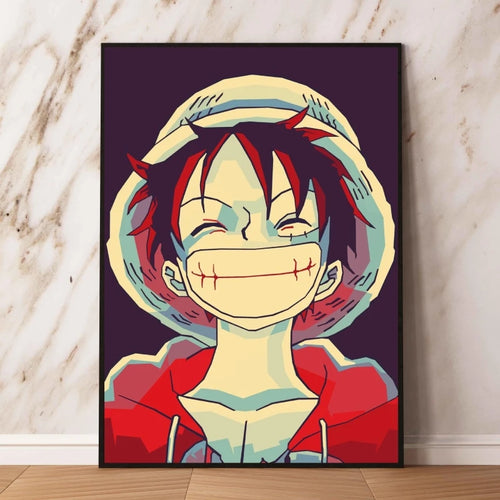 One Piece Pop-Art-Bild – Monkey D. Ruffy im minimalistischen Stil