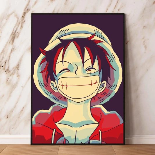 One Piece Pop-Art-Bild – Monkey D. Ruffy im minimalistischen Stil