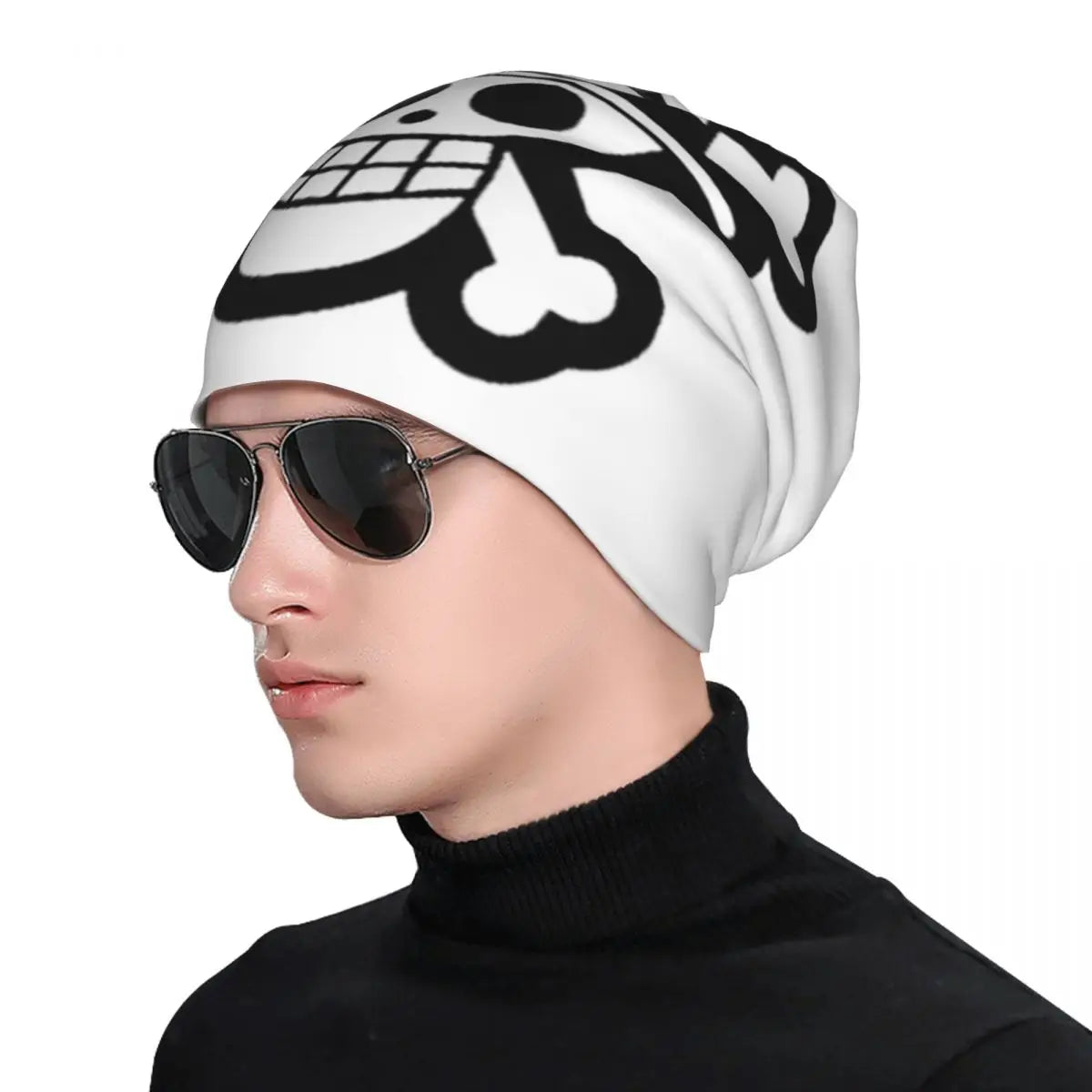 Bonnet One Piece - Skull Trait Épais Blanc