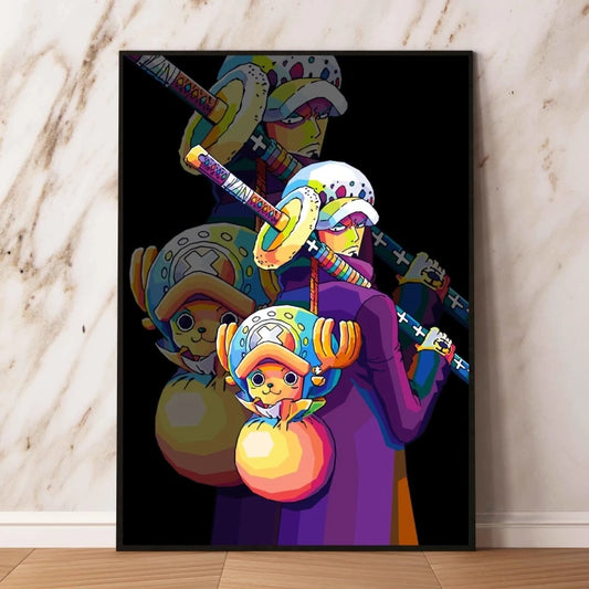 One Piece Pop-Art-Bild – Trafalgar Law und Chopper (Mehrfarbig)