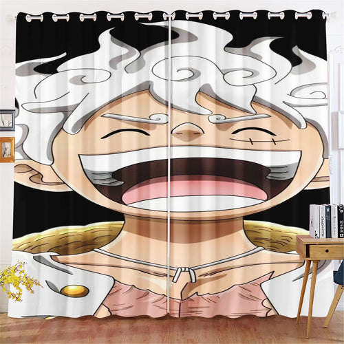 One-Piece-Vorhang – Monkey D. Ruffy Gear 5 Nika (reinweißes Design)