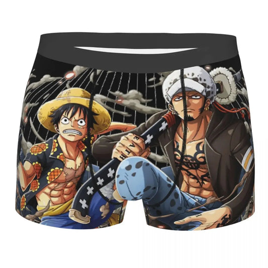 Caleçon Boxeur One Piece - Luffy & Ace Combat (Orange & Noir)
