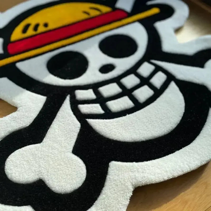 One Piece-Teppich – Jolly-Roger-Emblem der Strohhut-Bande (Rutschfester Fußabtreter)