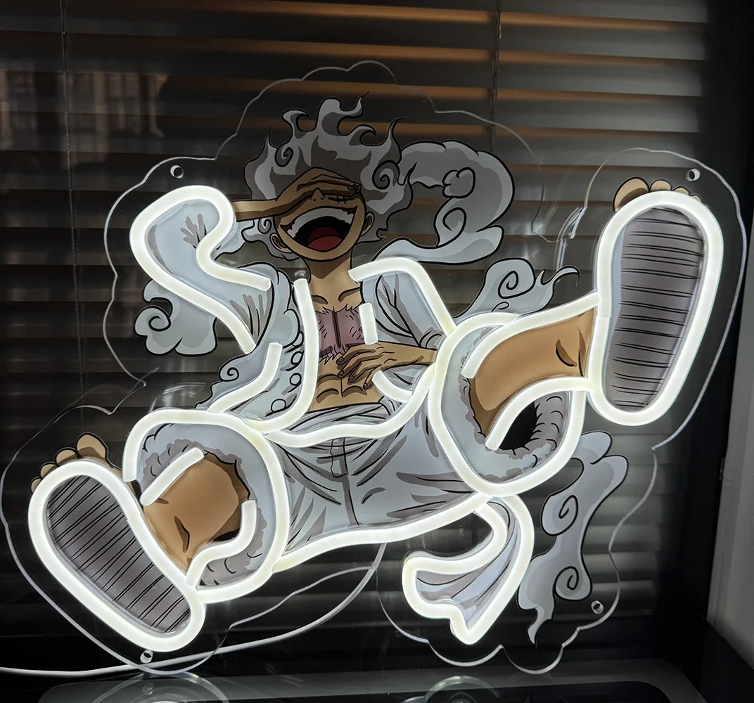 Lampe Néon One Piece - Gear 5 Luffy Éveil Blanc Éclatant
