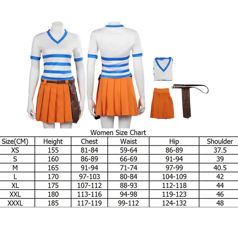Costume Cosplay One Piece - Tenue Nami (Ensemble École avec Jupe)