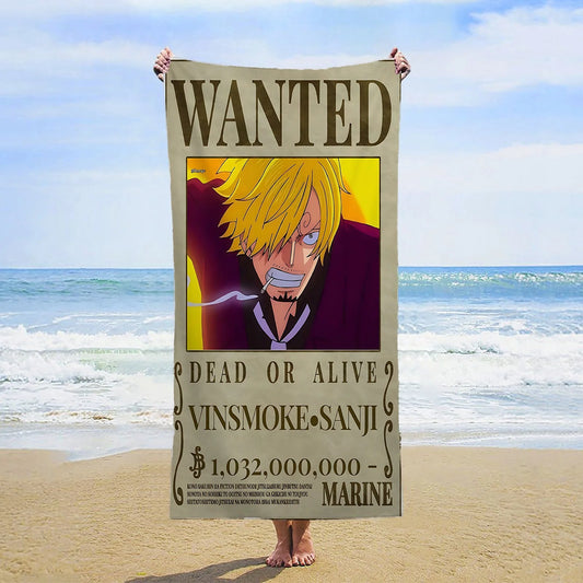 One Piece-Strandtuch – Wanted-Poster von Sanji (klassisches Porträt)