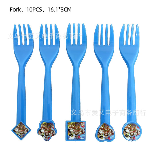 Lot de Fourchettes One Piece - Couverts de Fête Thématiques (Bleu)