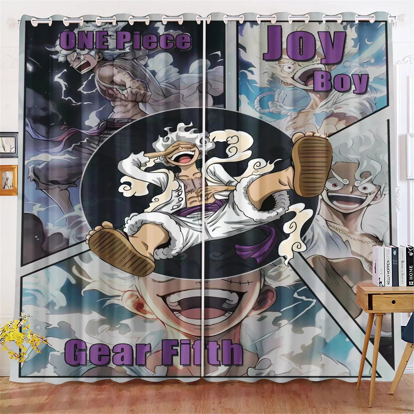 One-Piece-Vorhang – Ruffy Gear 5 „Joy Boy“ (Künstlerische HD-Illustration)
