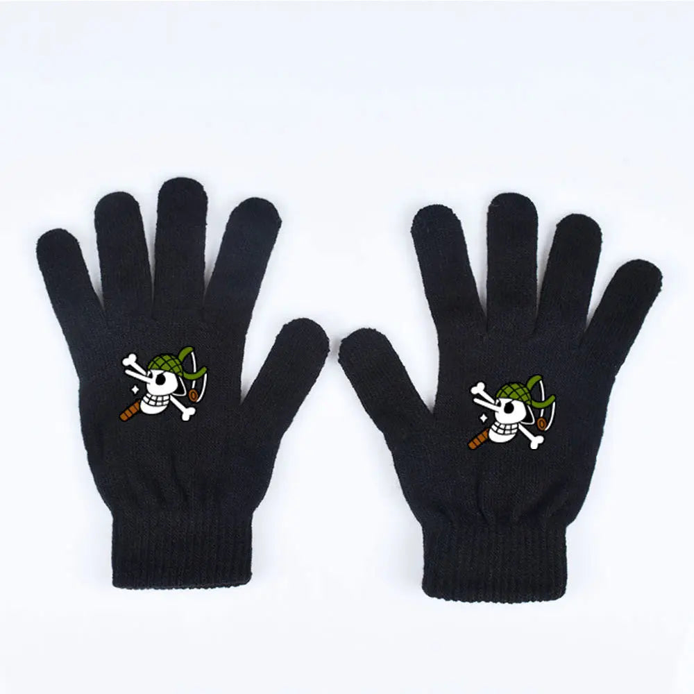 One Piece-Handschuhe – Piratenschädel mit grünen Knochen