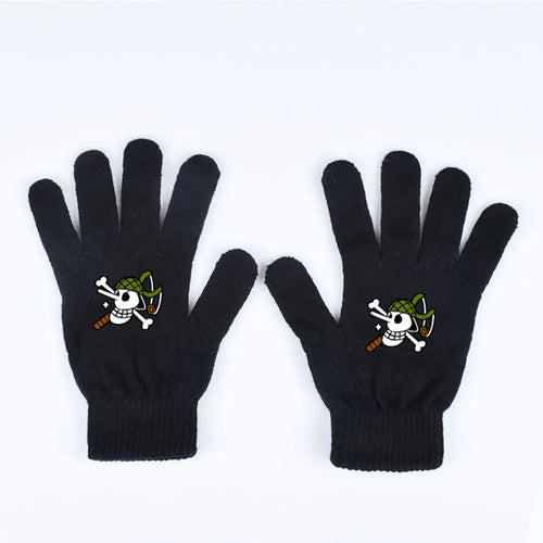 One Piece-Handschuhe – Piratenschädel mit grünen Knochen