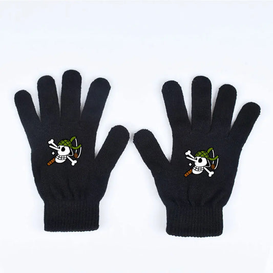 One Piece-Handschuhe – Piratenschädel mit grünen Knochen
