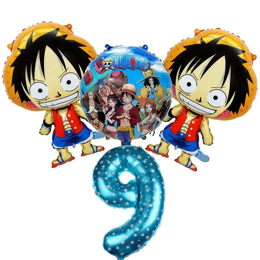 Kit de Ballons One Piece - Décoration Anniversaire 9 ans (Chiffre Bleu)