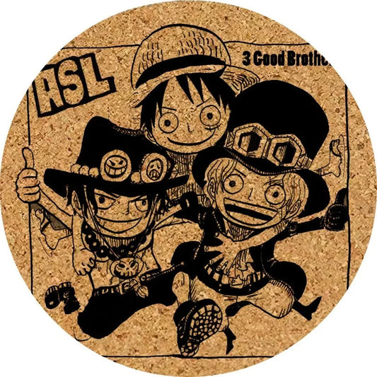 One Piece-Untersetzer – ASL-Trio (Ace, Sabo, Ruffy) aus Kork