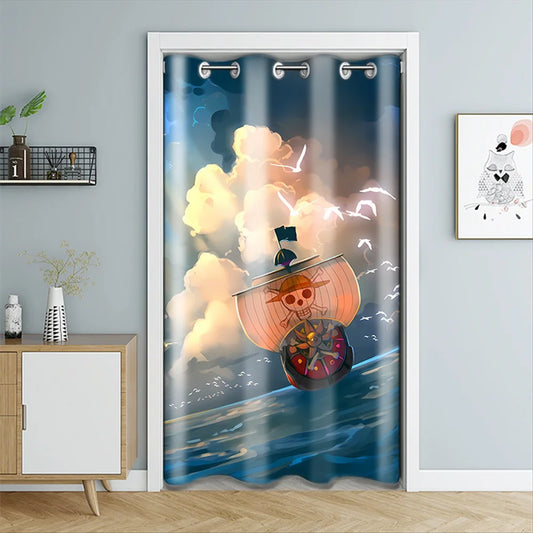 One-Piece-Türvorhang – Das Schiff Thousand Sunny auf dem Ozean