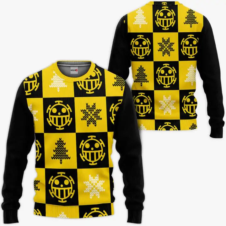 Pull One Piece - Design Motifs Pirates & Hiver (Jaune)