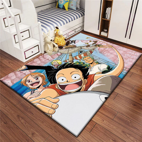 One-Piece-Teppich – Festliche Szene mit Ruffy und seinen Freunden