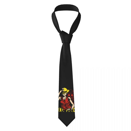 One Piece-Krawatte – Ruffy-Illustration mit Feuer