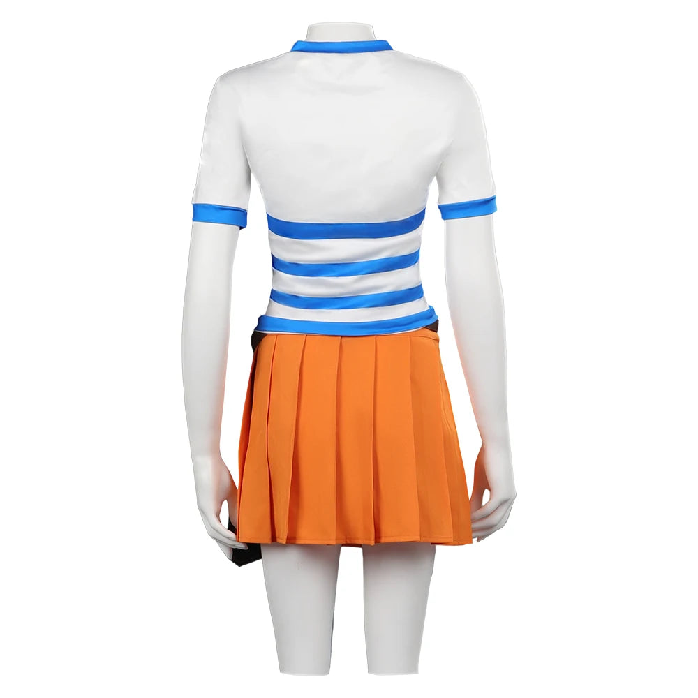 Costume Cosplay One Piece - Tenue Nami (Ensemble École avec Jupe)