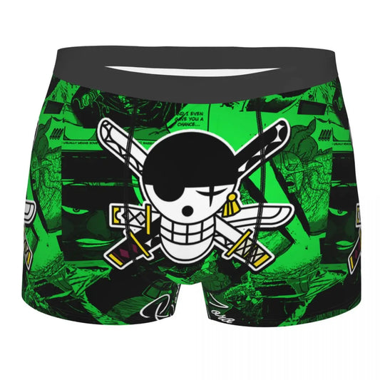 Caleçon Boxeur One Piece - Roronoa Zoro & Jolly Roger (Vert)