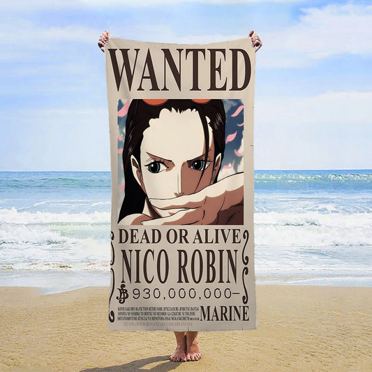 One Piece-Strandtuch – Wanted-Poster von Nico Robin (Devil Child)