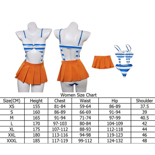 Costume Cosplay One Piece - Tenue Nami (Version Zou avec Jupe Orange)