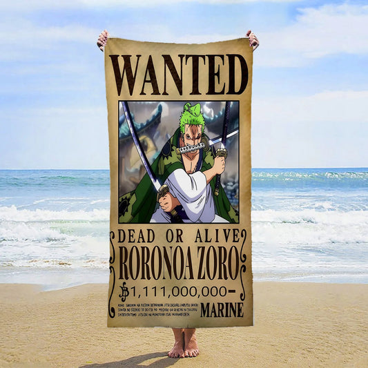 One Piece-Strandtuch – Wanted-Poster von Lorenor Zorro (Kampf)
