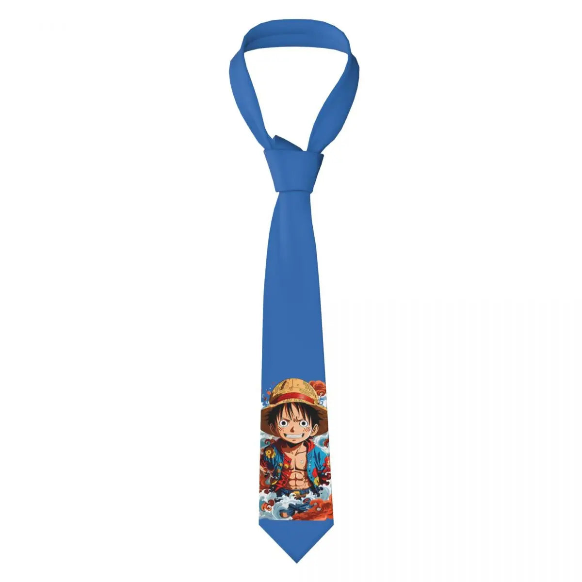 One Piece-Krawatte – Ruffy-Porträt in Blau