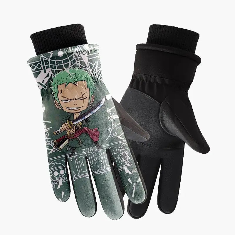 One Piece-Handschuhe – Lorenor Zorro, grüne Illustration