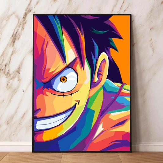 One Piece Pop-Art-Bild – Monkey D. Ruffy mit entschlossenem Blick