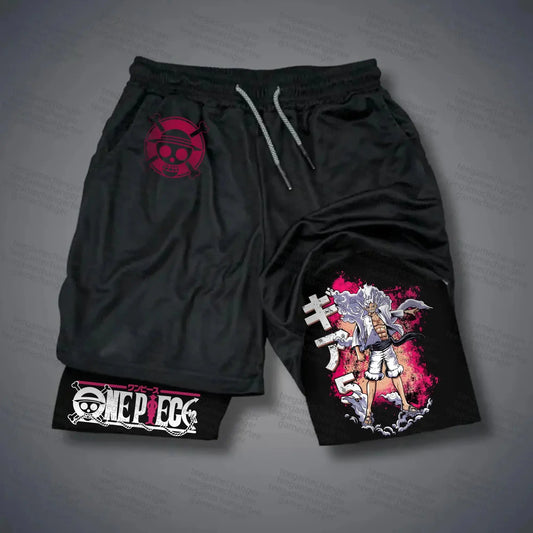 Short de Sport 2-en-1 One Piece - Logo luffy (Noir)