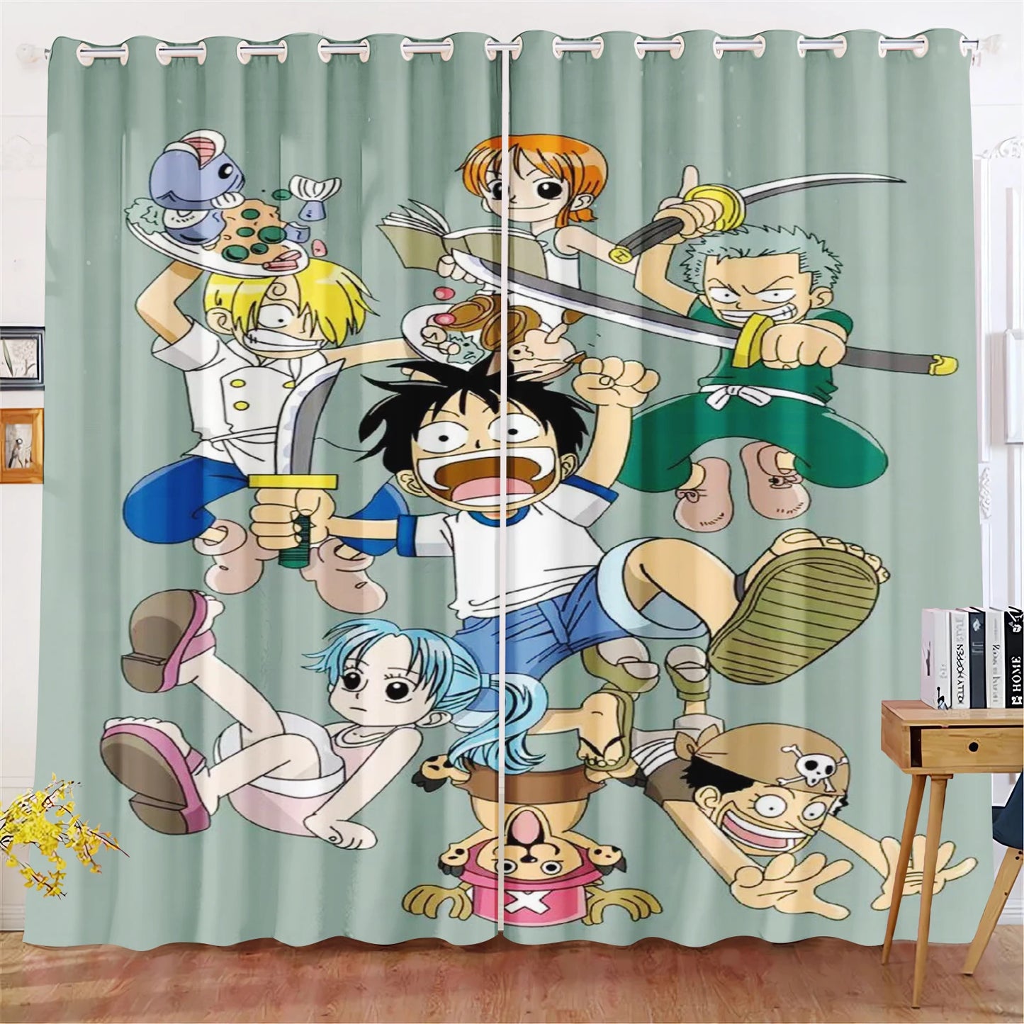 One-Piece-Vorhang – Fröhliche Illustration der gesamten Crew