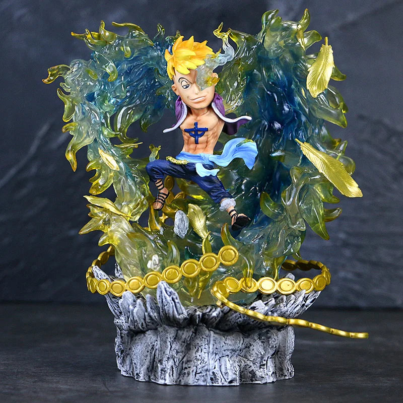 Statue One Piece - Marco le Phénix (Effets de Flammes Bleues)