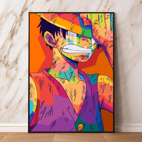One Piece Pop-Art-Bild – Monkey D. Ruffy im Kampfprofil