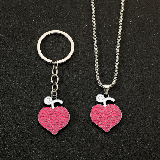 Porte-Clés One Piece – Collier Cœur Rose Trafalgar Law