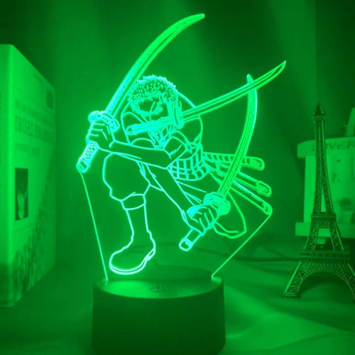 One Piece LED-Nachtlicht – Zoro im Stil der drei Schwerter (Grün)