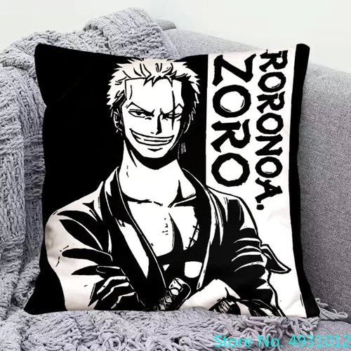 One Piece-Kissenbezug – Lorenor Zorro (Schwarz-Weiß-Porträt)