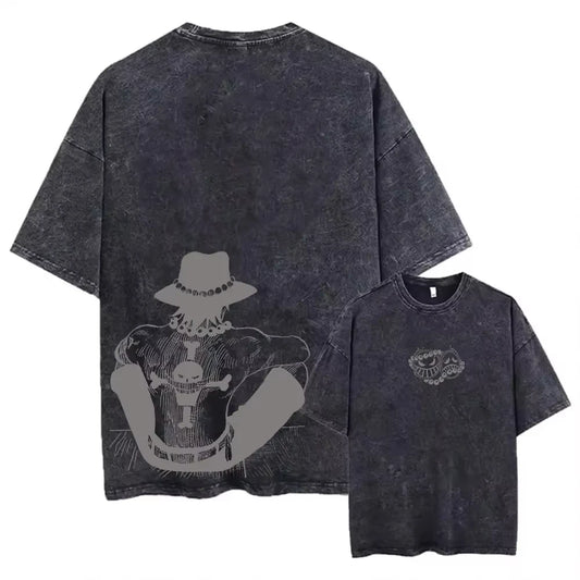 T-shirt Vintage One Piece - Portrait Silhouette Ace (Dark Aesthetic)