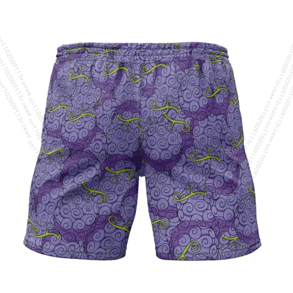Maillot de Bain One Piece - Short de Bain Imprimé Fruits du Démon (Violet)