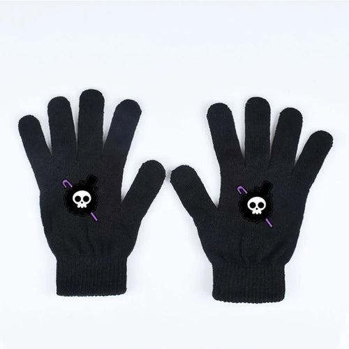 One Piece-Handschuhe – Violetter Piratenschädel