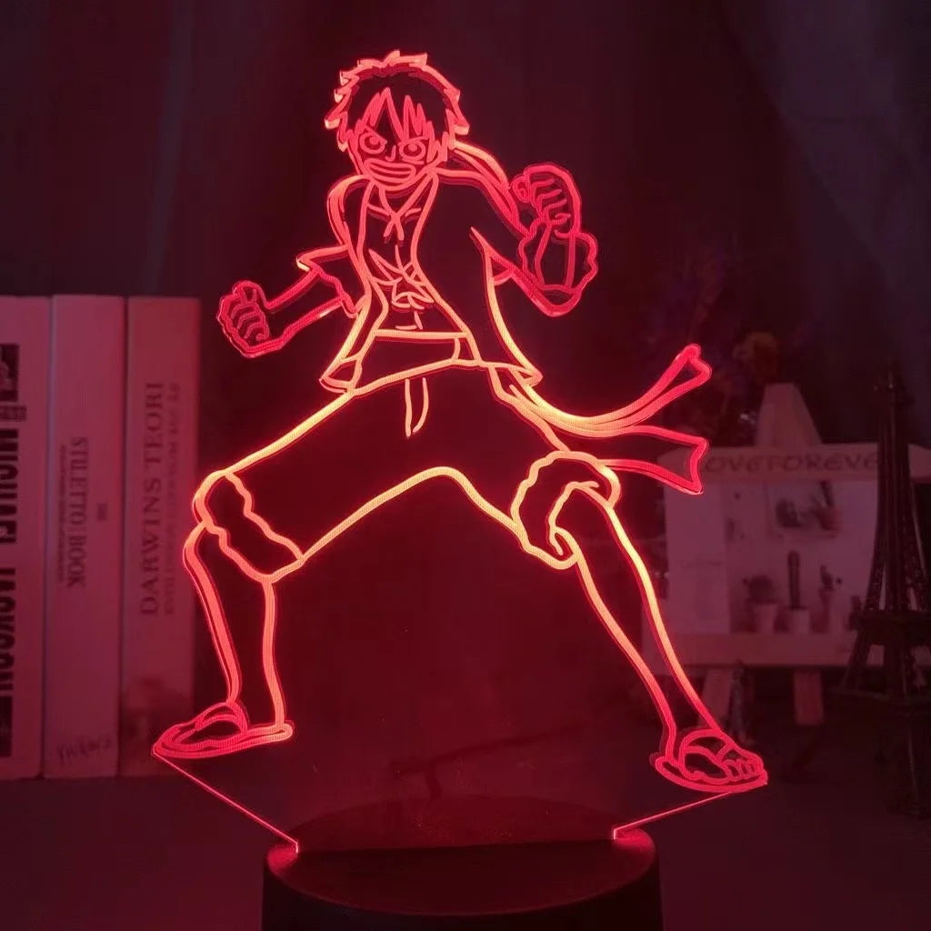 One Piece LED-Nachtlicht – Monkey D. Luffy in Aktion (Rot)