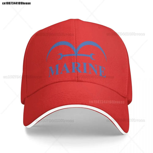 One Piece Marine-Cap – Leuchtendes Rot (Besticktes Logo)