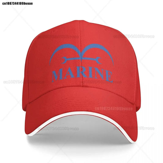 One Piece Marine-Cap – Leuchtendes Rot (Besticktes Logo)