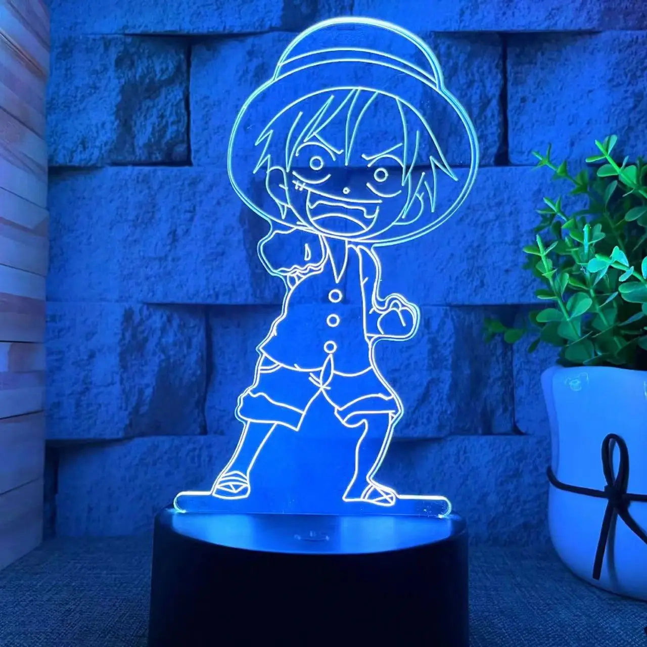 One Piece LED-Nachtlicht – Chibi-Design von Monkey D. Luffy (Blau)