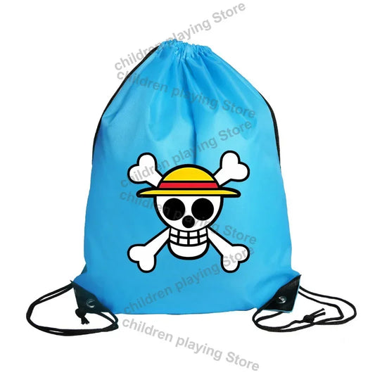 One Piece Turnbeutel – Blaues Strohhut-Piratenemblem