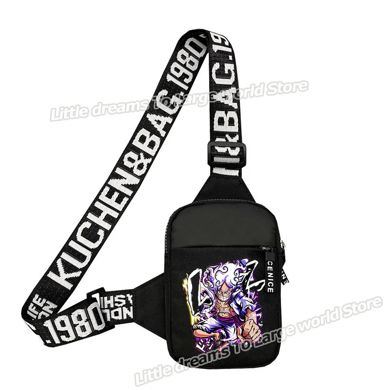 One Piece Umhängetasche – Monkey D. Ruffy im violetten Manga-Stil