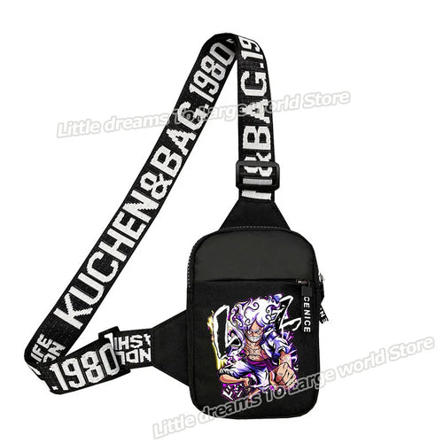 One Piece Umhängetasche – Monkey D. Ruffy im violetten Manga-Stil
