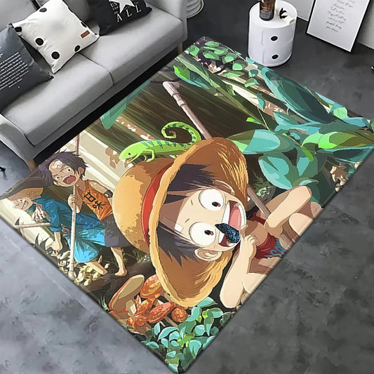 One-Piece-Teppich – Monkey D. Ruffy Gear 5 „Nika“ (weißes Design)