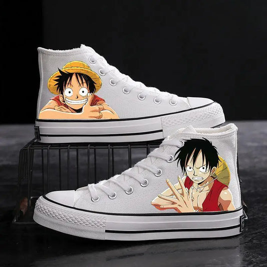 Baskets One Piece - Luffy Course Blanc